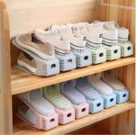 NYALKARAN Plastic Shoe Slots Organizer Space Saver Double Deck Shoe Rack Adjustable Shoe Slots for Closet Organization (Set of 10)