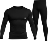 Unbeatable Mens Sports Running Set | Polyester Spandex Compression Shirt and Tights for Men Workout Combo Set | Long Sleeve Quick-Dry Fitness Track Suit for Man